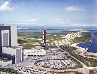 Saturn V rocket on launch pad